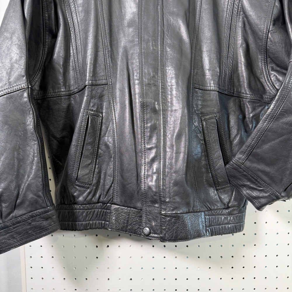 Cueros Curtidos Finos Mens XXL Black Leather Bomber Jacket Argentina Cafe Racer - Picture 5 of 10